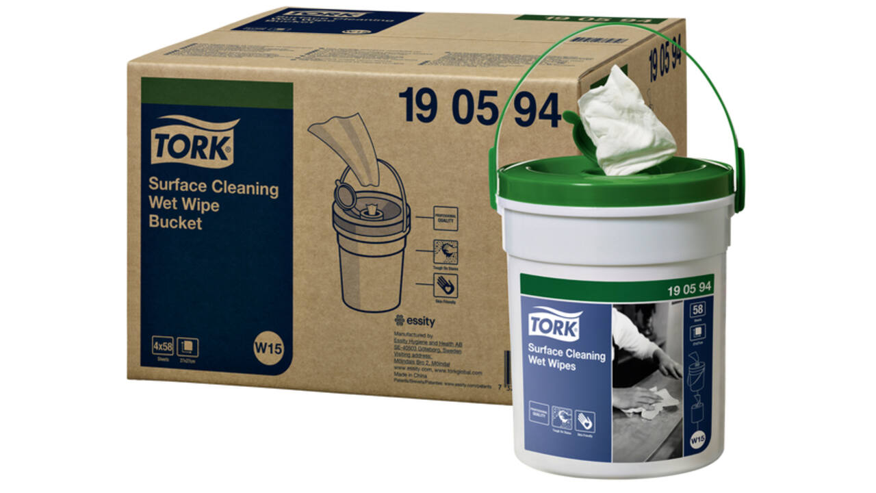 Reinigingsdoek Tork W15 Premium emmer 1-laags 58 vel wit 190594
