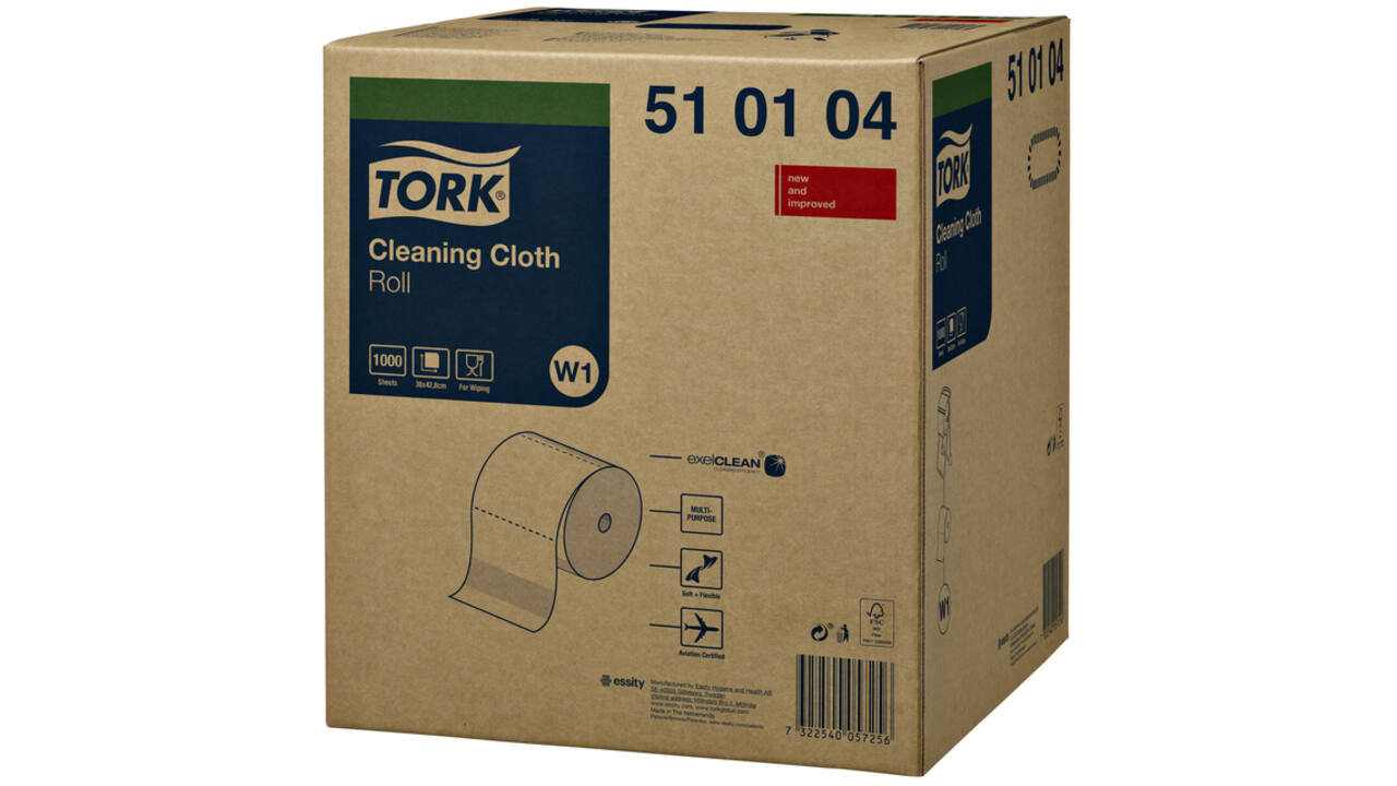 Reinigingsdoek Tork W1 Premium 1-laags 380m wit 510104