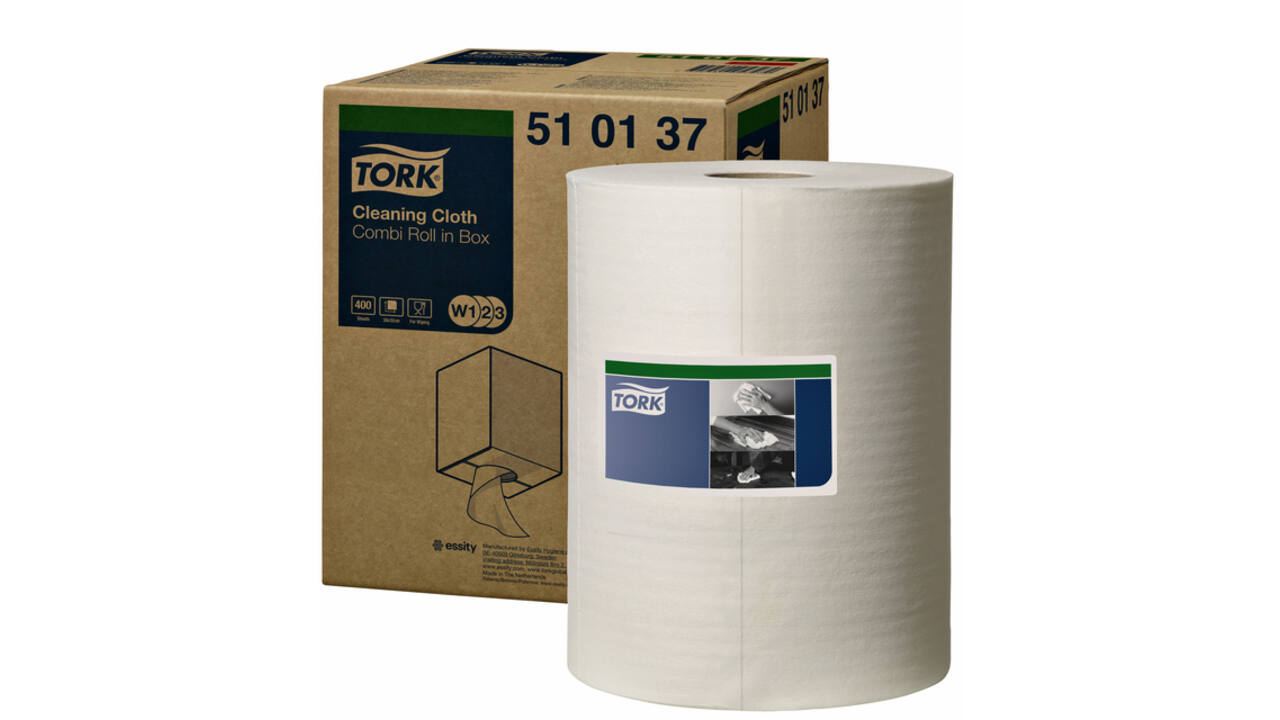 Reinigingsdoek Tork W2 Premium 1-laags 152m wit 510137
