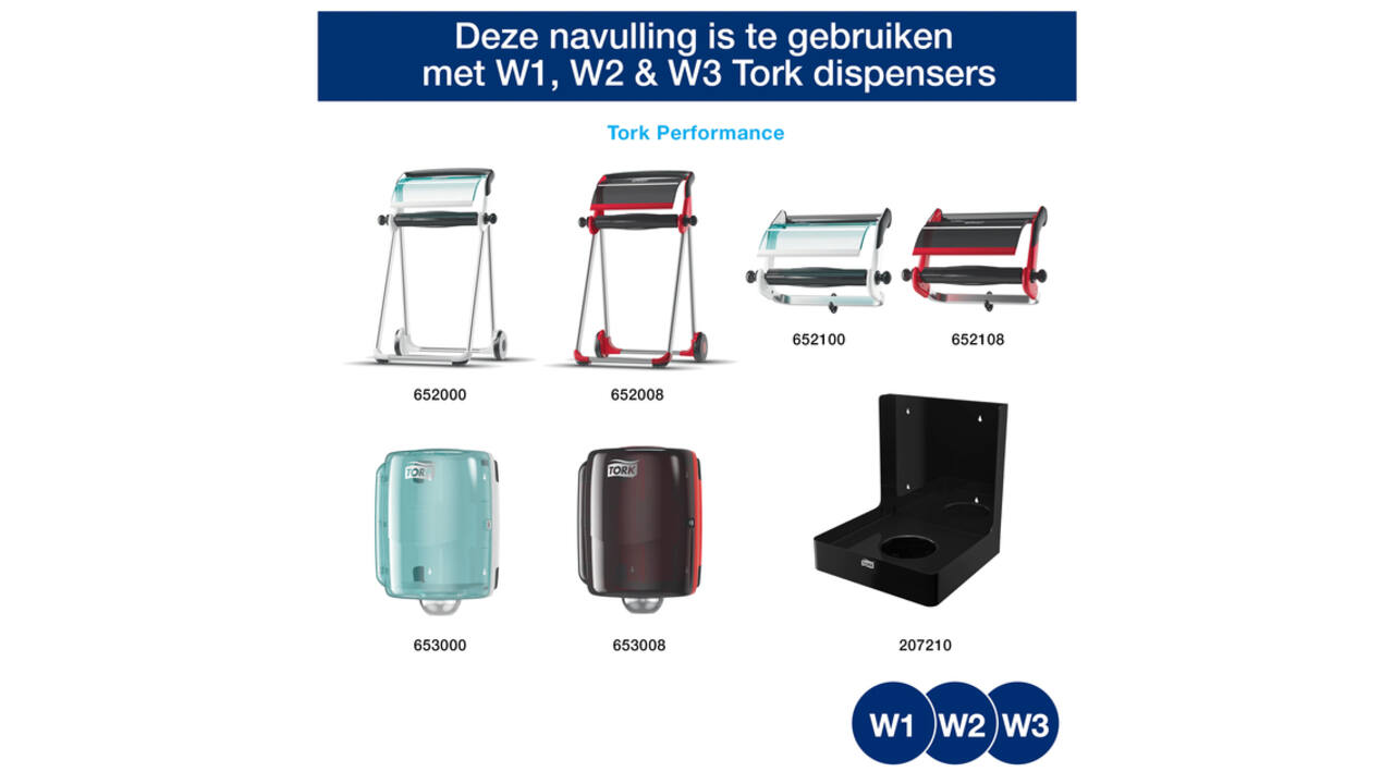 Reinigingsdoek Tork W1-W2-W3 Premium Heavy-Duty 1-laags 280 vel blauw 530237