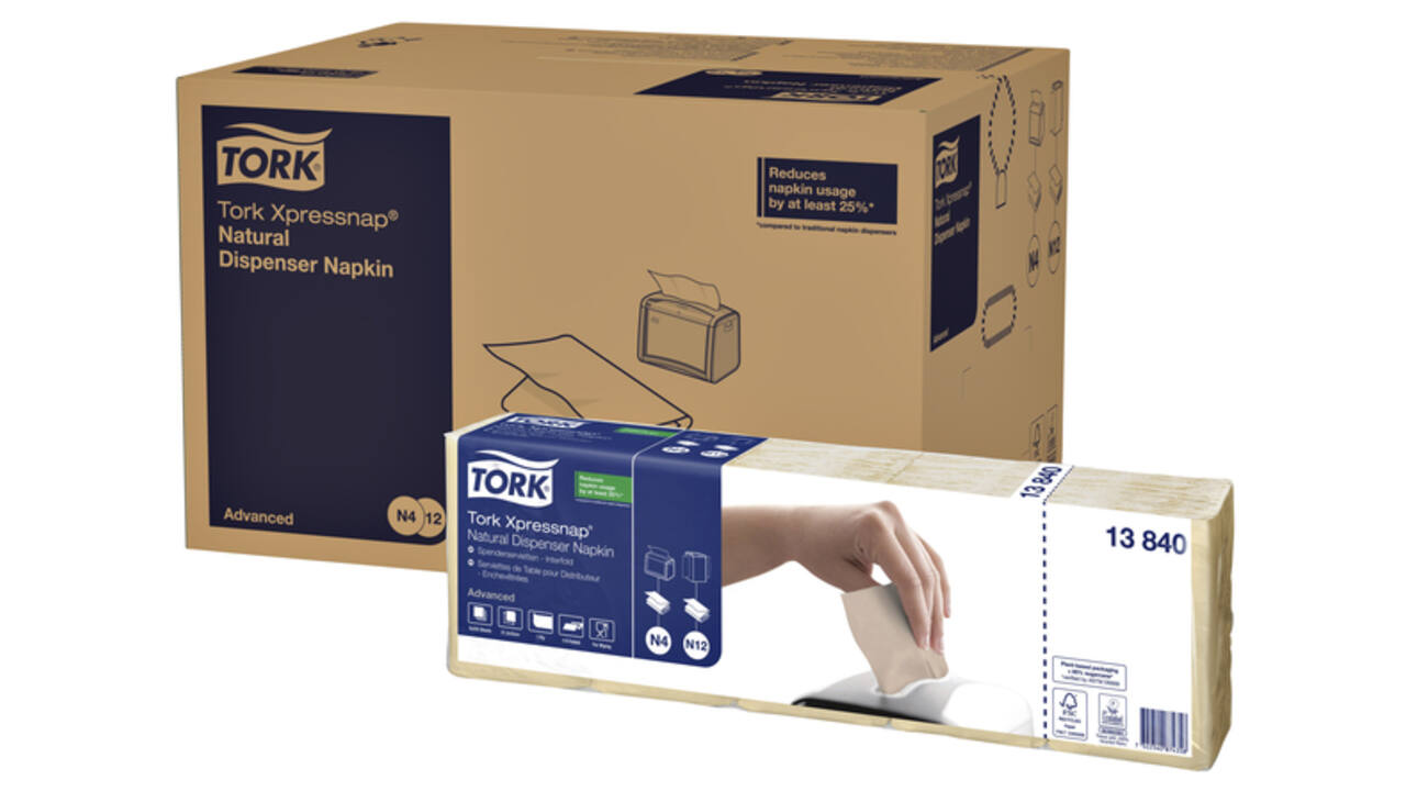 Servet Tork N4 Xpressnap Advanced 1/4 vouw 1-laags 213x330mm 1125 vel naturel 13840