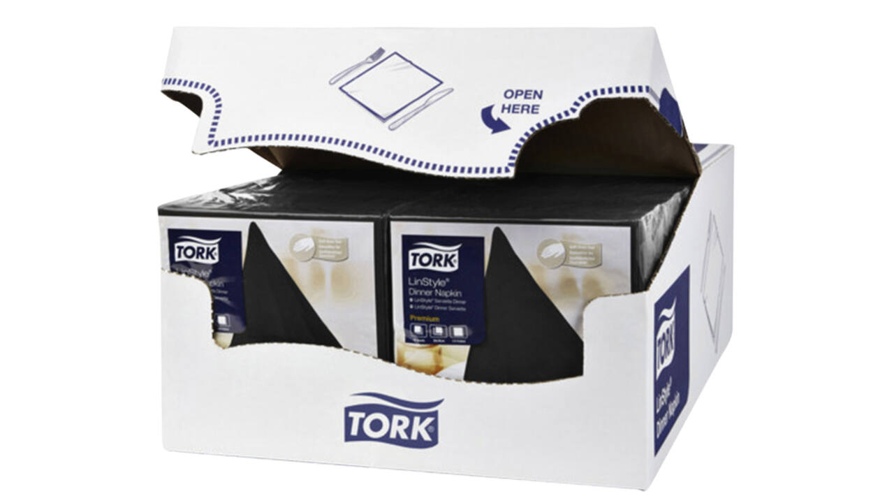 Dinerservet Tork Linstyle Premium 1/4 vouw 1-laags 390x390mm 50 vel zwart 478726