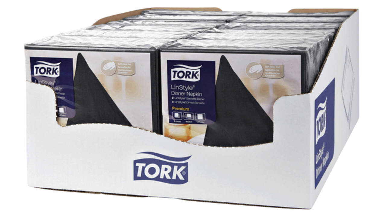 Dinerservet Tork Linstyle Premium 1/4 vouw 1-laags 390x390mm 50 vel zwart 478726