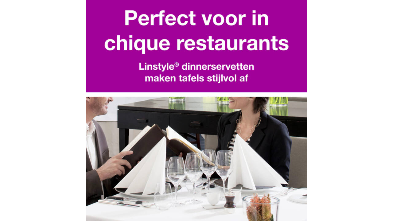 Dinerservet Tork Linstyle Premium 1/8 vouw 1-laags 390x390mm 50 vel wit 478180