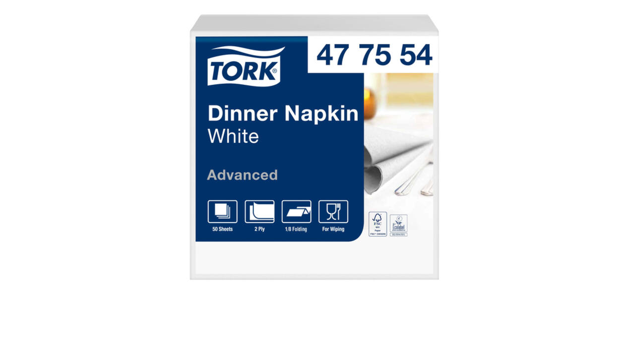 Dinerservet Tork Advanced 1/8 vouw 2-laags 395x390mm 150 vel wit 477554