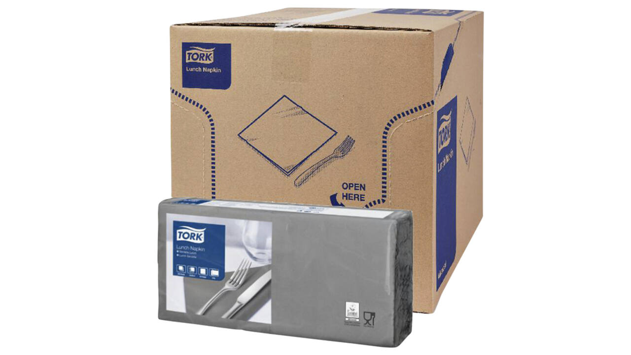 Lunchservet Tork Advanced 1/4 vouw 2-laags 328x325mm 200 vel grijs 477205