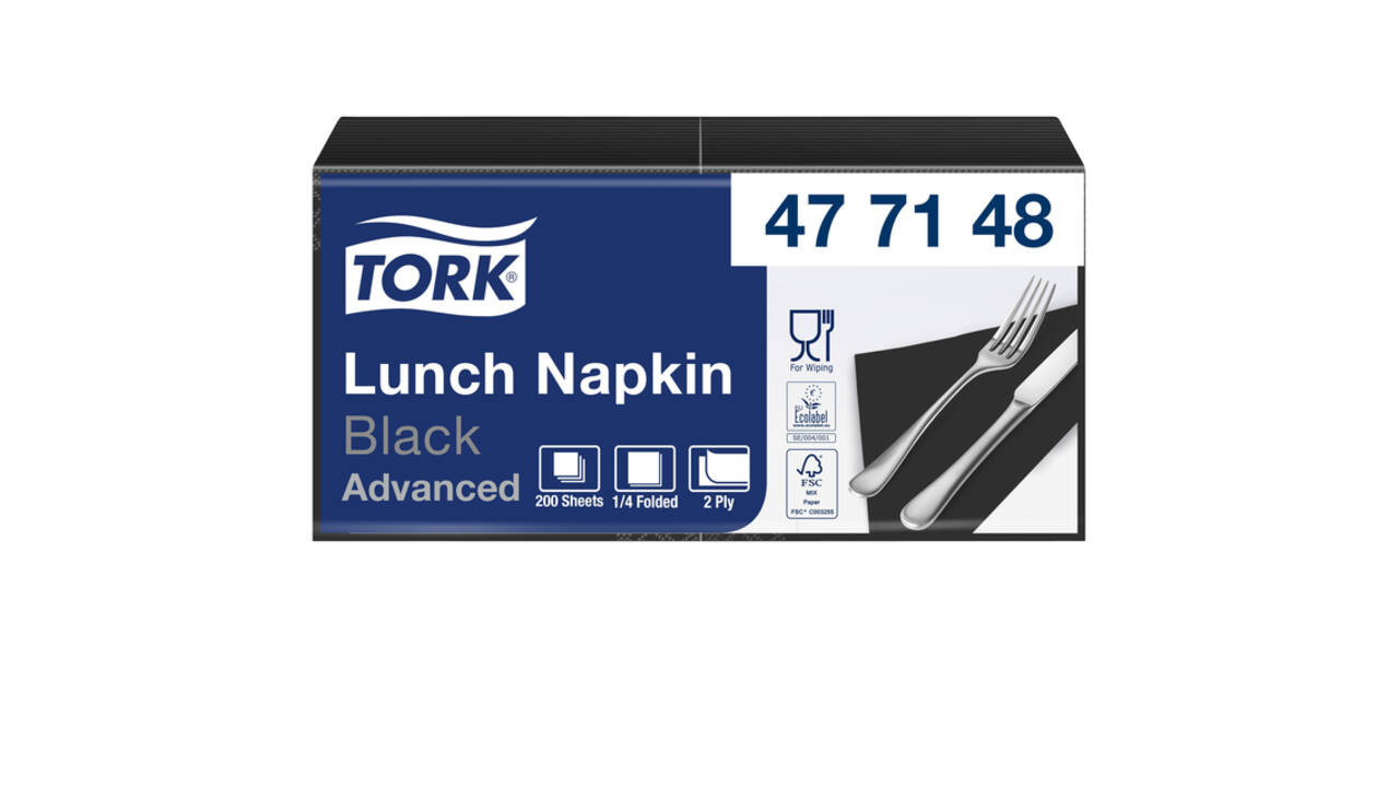 Dinerservet Tork Linstyle Premium 1/4 vouw 1-laags 390x390mm 50 vel zwart 478726