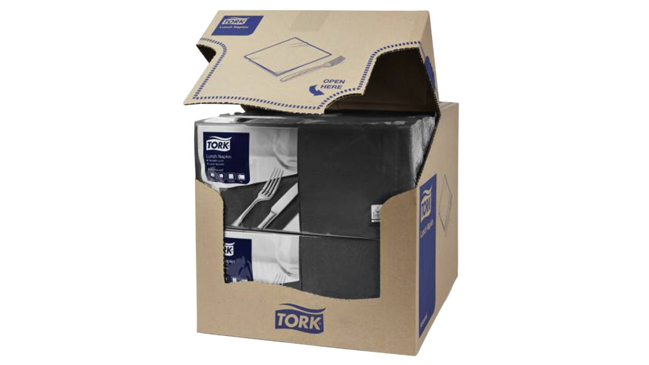 Lunchservet Tork Advanced 1/4 vouw 2-laags 328x325mm 200 vel zwart 477148