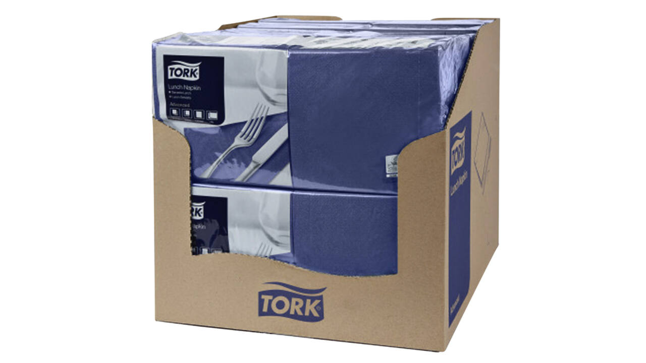Lunchservet Tork Advanced 1/4 vouw 2-laags 328x325mm 200 vel donkerblauw 477215