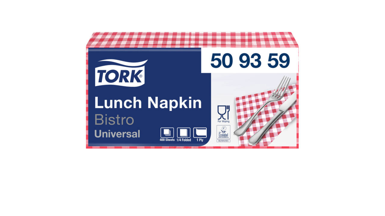 Lunchservet Tork Universal 1/4 vouw 1-laags 328x325mm 400 vel bistro 509359