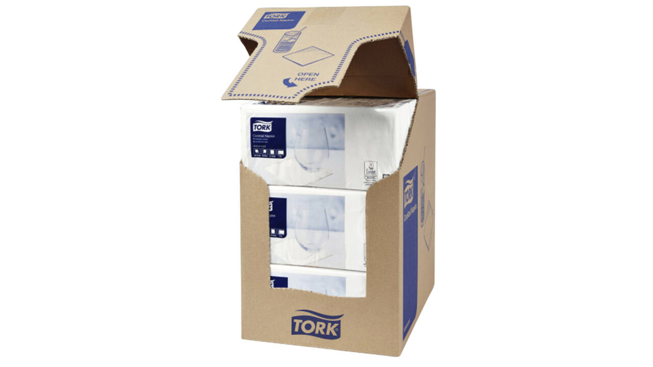 Cocktailservet Tork Advanced 1/4 vouw 2-laags 238x238mm 200 vel wit 477534