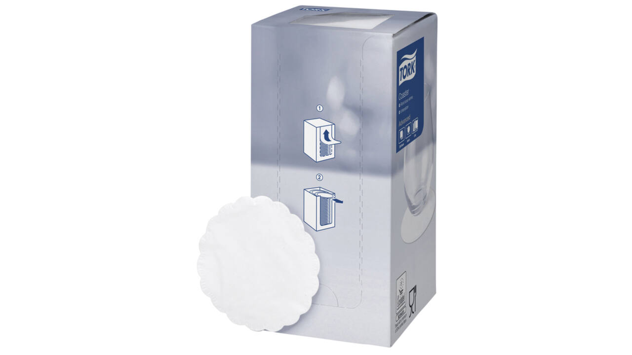 Onderzetter Tork Advanced 8-laags 90mm 250 vel wit 474474