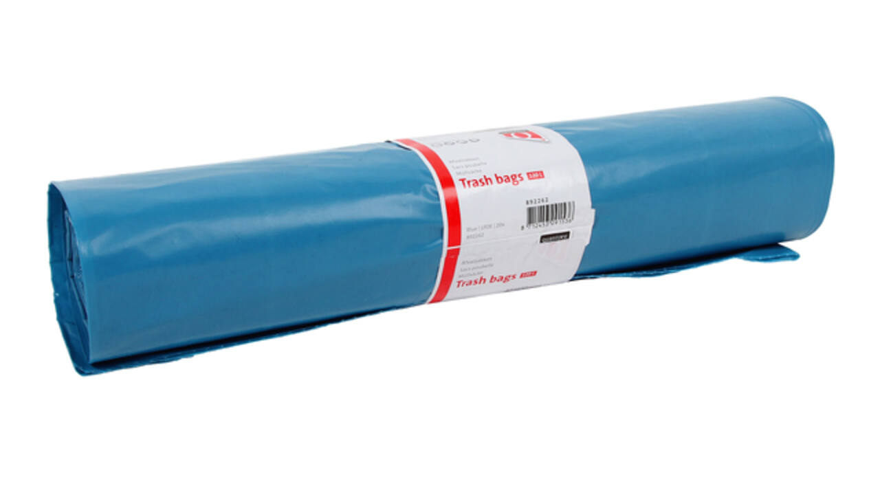 Afvalzak Quantore LDPE T60 120L blauw extra stevig 70x110cm rol à 20st