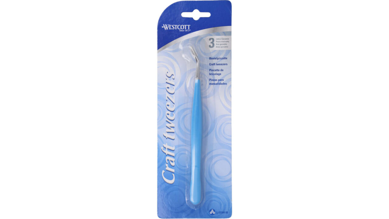 Knutselpincet Westcott 15.5cm soft grip blauw