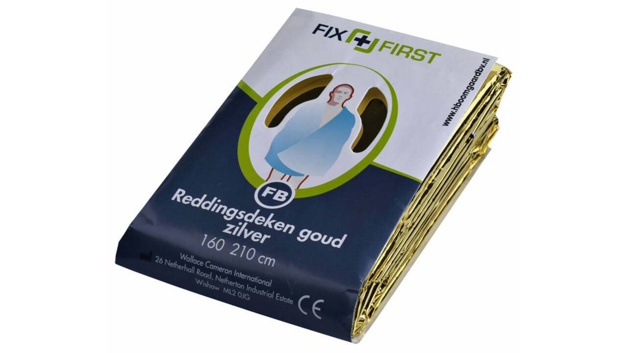 Reddingsdeken FixFirst folie 160x210cm zilver/goud