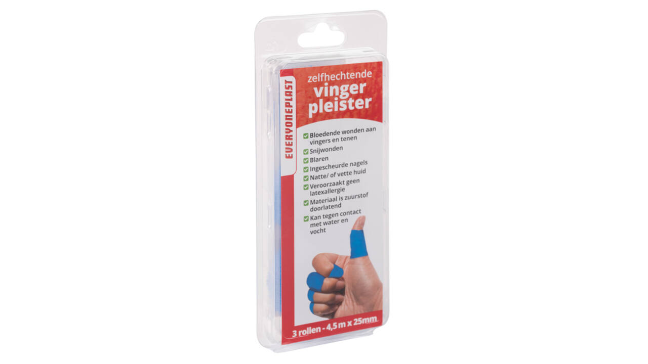 Vingerpleister Allglue zelfklevend op een rol 25mmx4.5m blauw 3 rollen