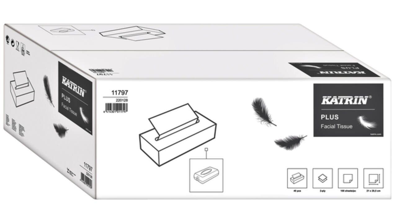 Facial tissues Katrin Plus 2-laags 100 vel wit 11797