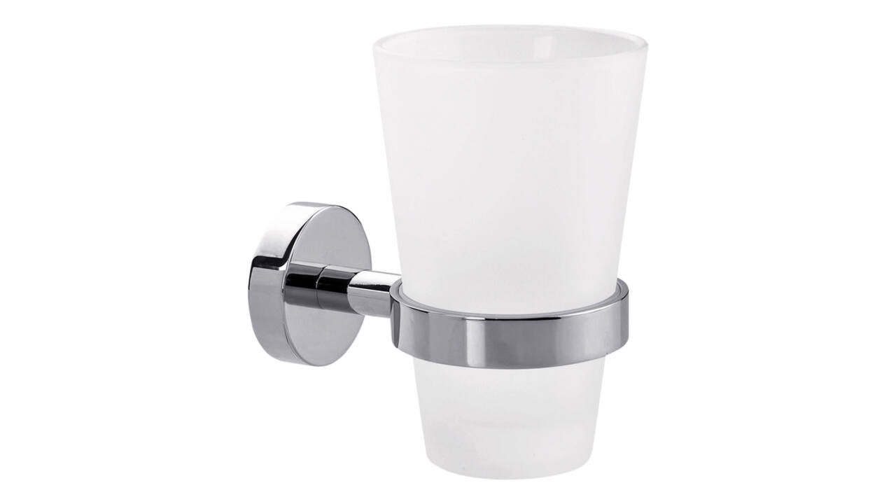 Bekerhouder tesa® Smooz hoogglans verchroomd metaal zelfklevend