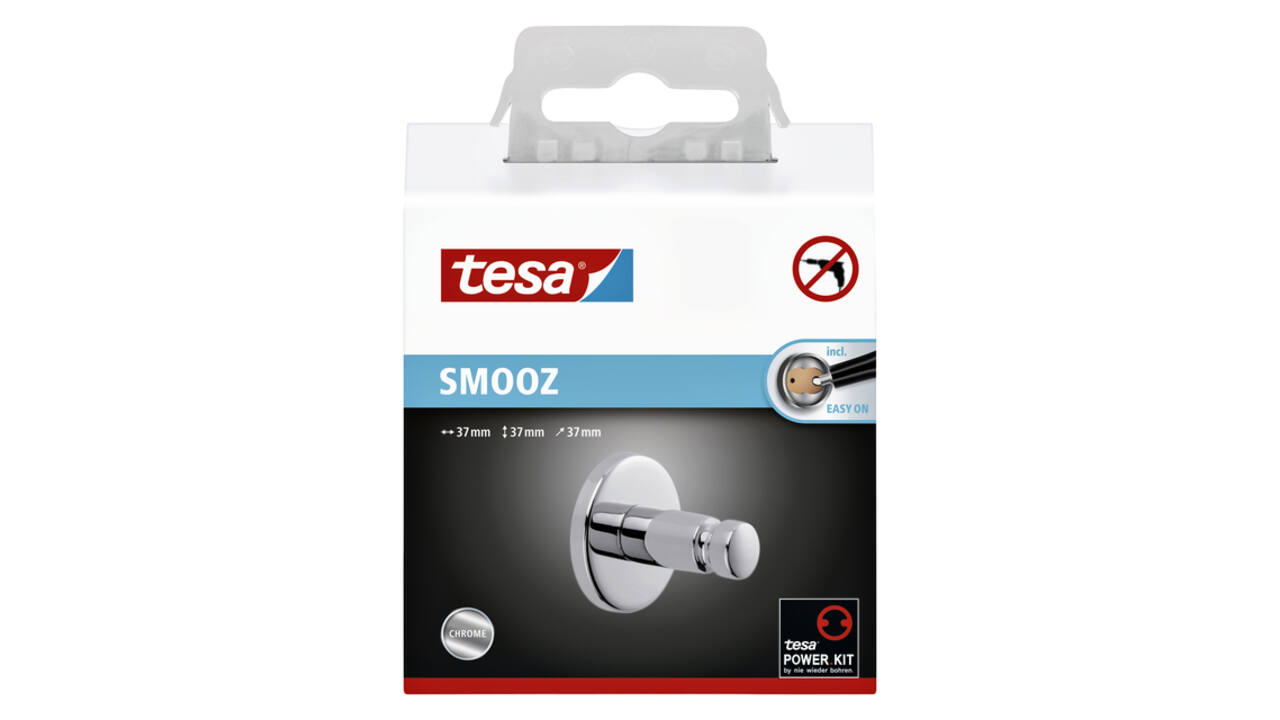Handdoekhaak tesa® Smooz hoogglans verchroomd metaal zelfklevend