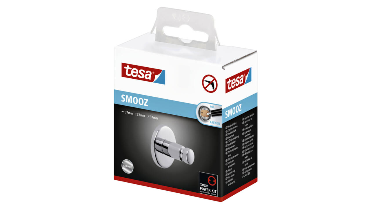 Handdoekhaak tesa® Smooz hoogglans verchroomd metaal zelfklevend