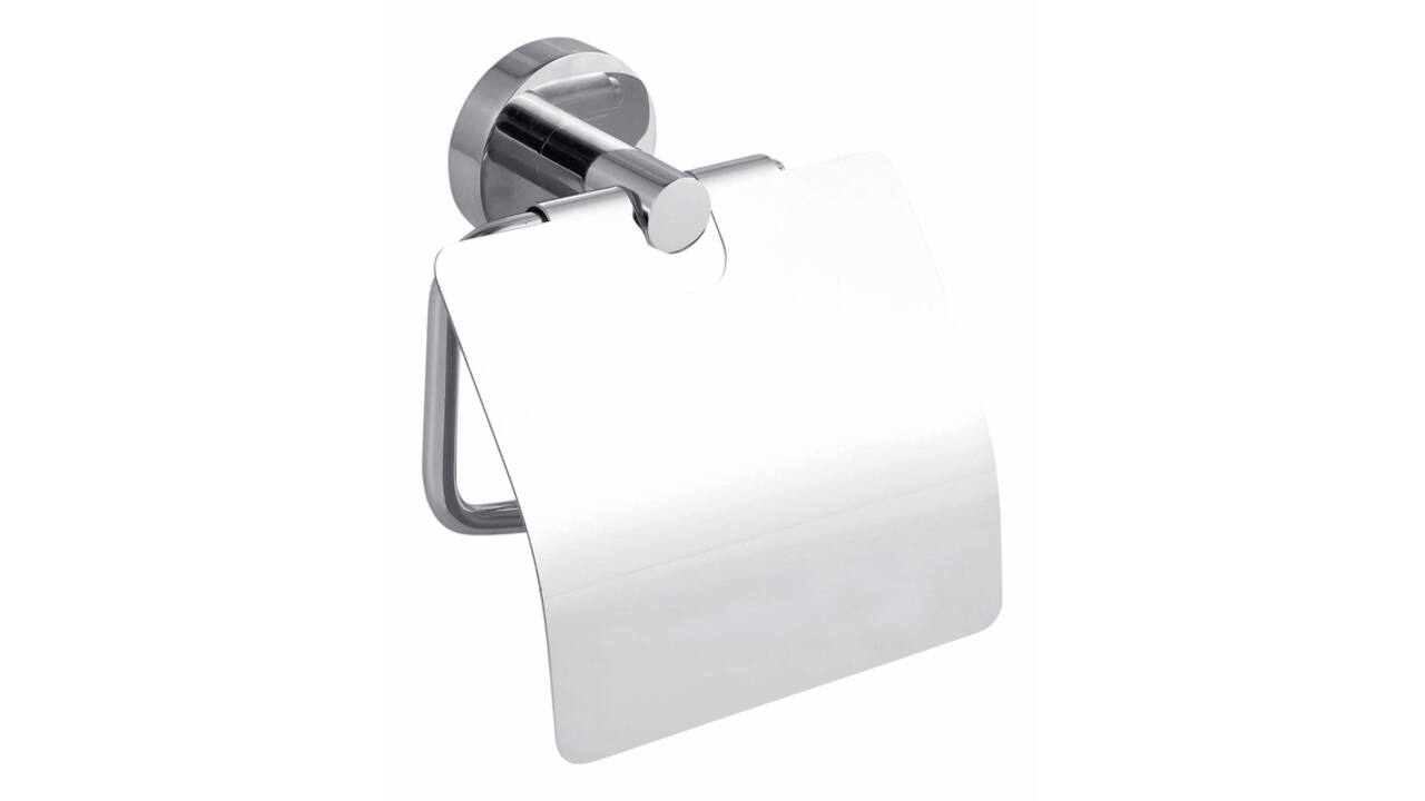 Toiletrolhouder met deksel tesa® Smooz hoogglans verchroomd metaal zelfklevend