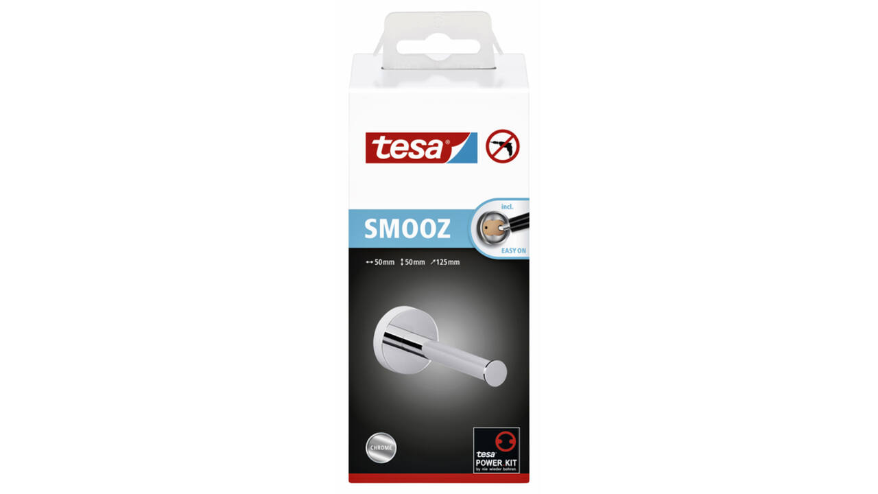 Reserverolhouder tesa® Smooz hoogglans verchroomd metaal zelfklevend
