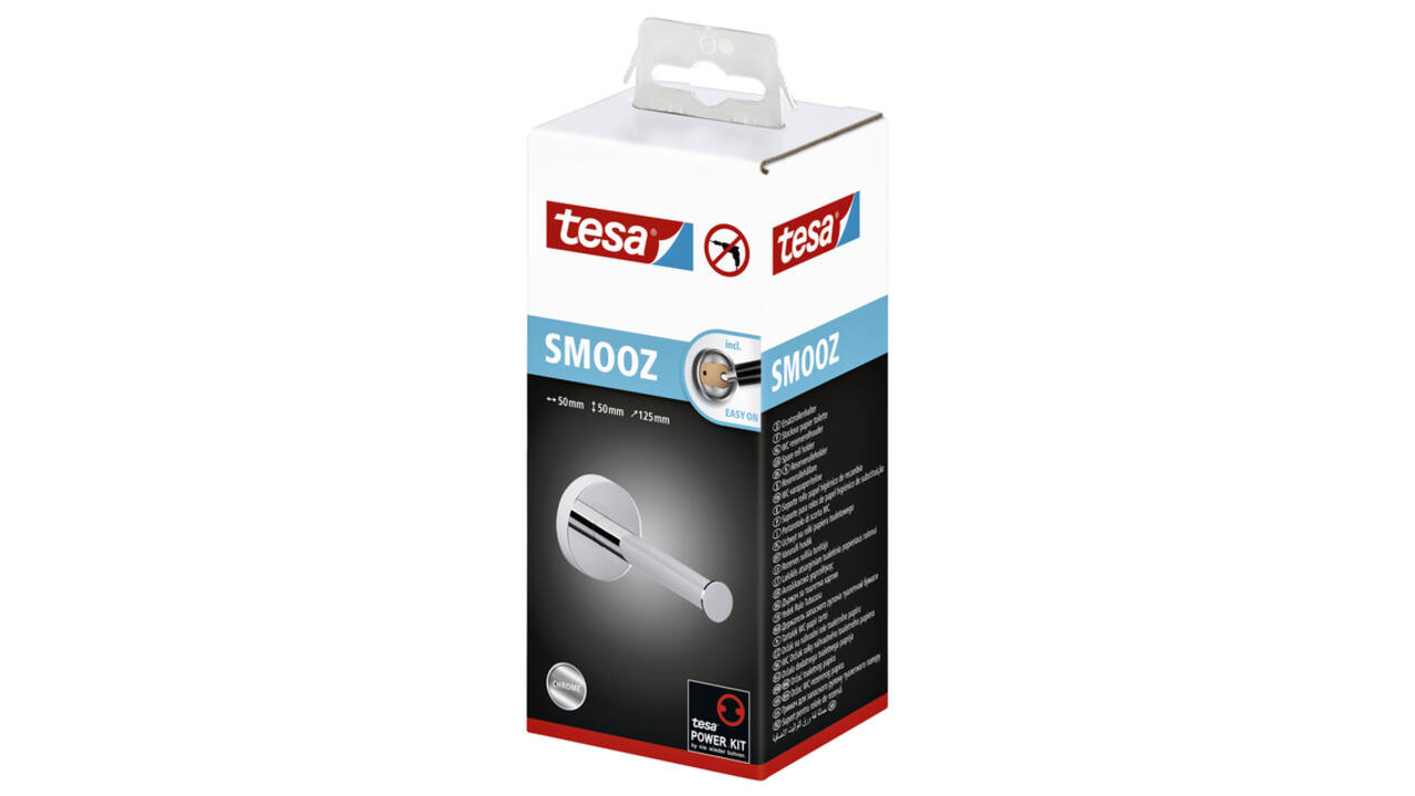 Reserverolhouder tesa® Smooz hoogglans verchroomd metaal zelfklevend