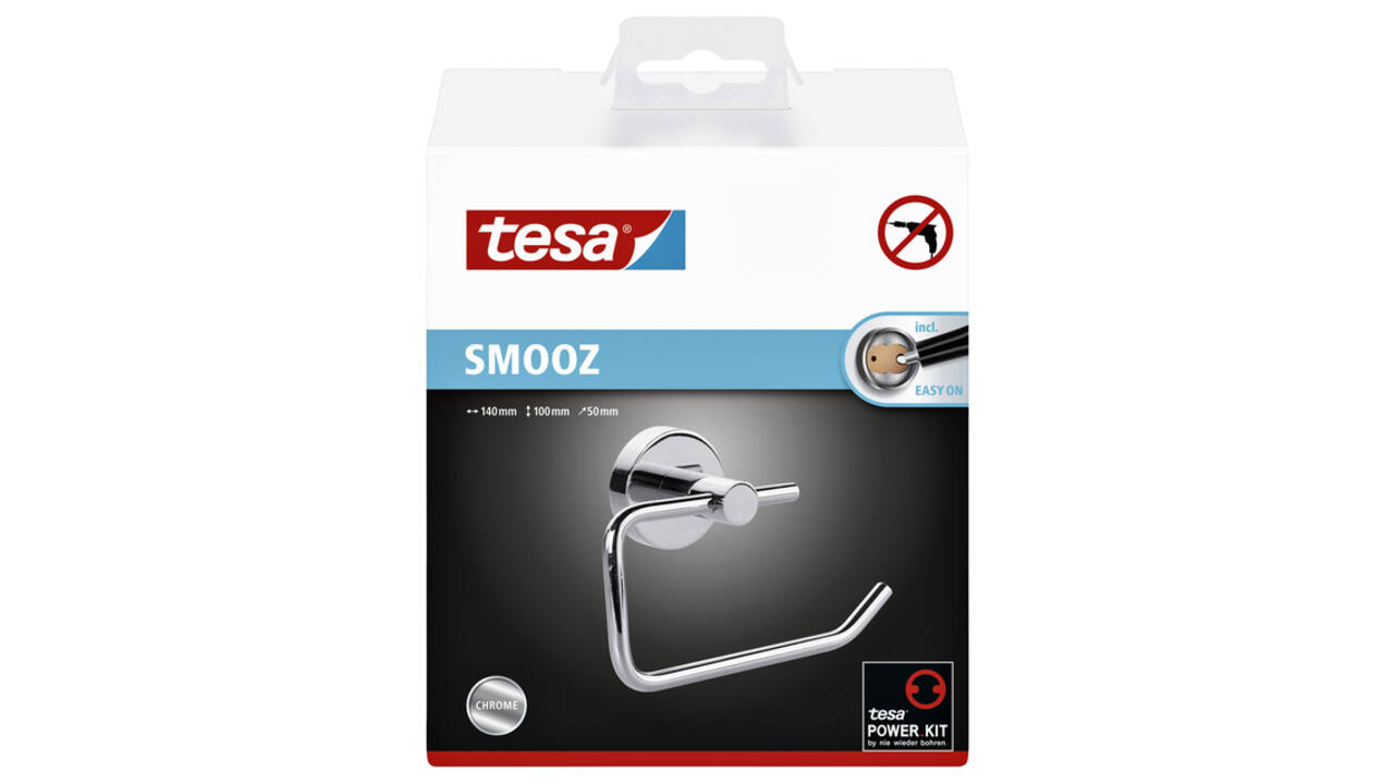 Toiletrolhouder tesa® Smooz hoogglans verchroomd metaal zelfklevend