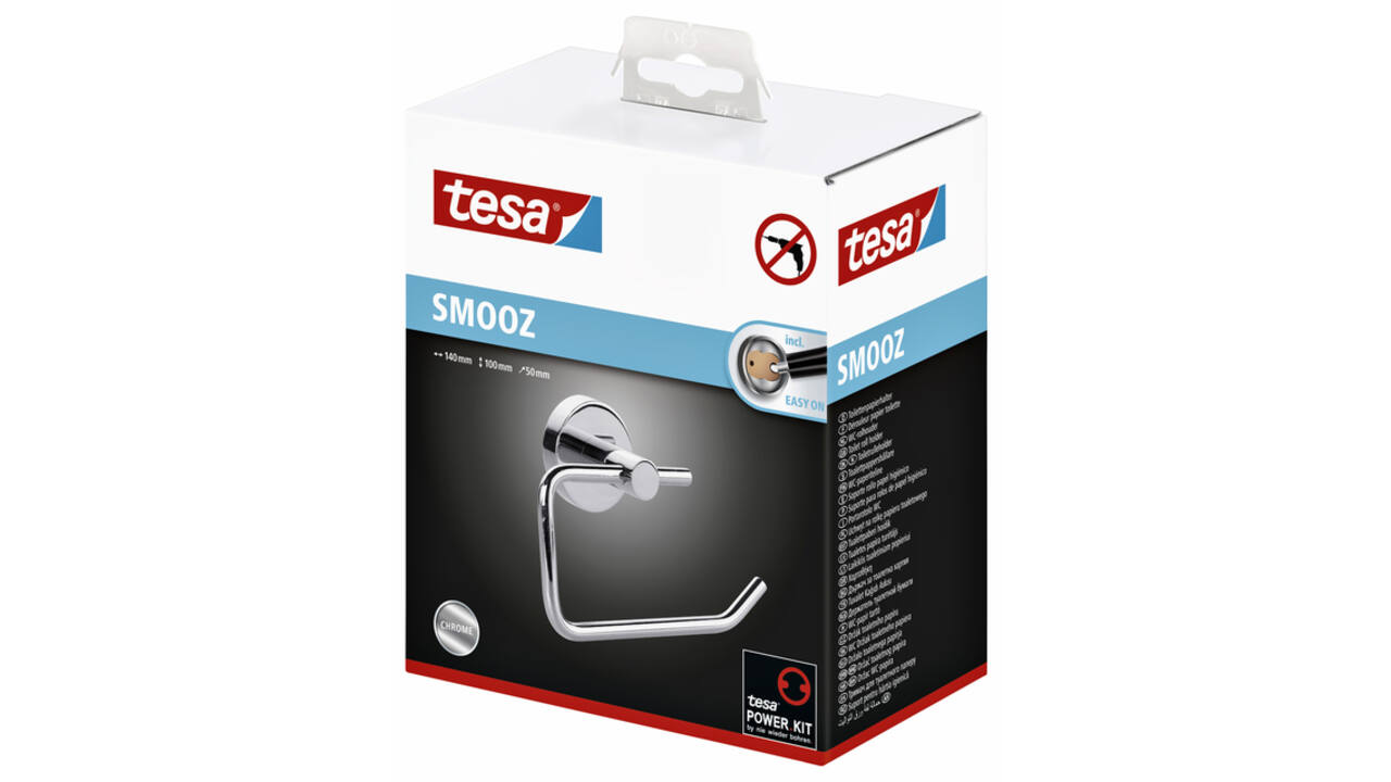Toiletrolhouder tesa® Smooz hoogglans verchroomd metaal zelfklevend