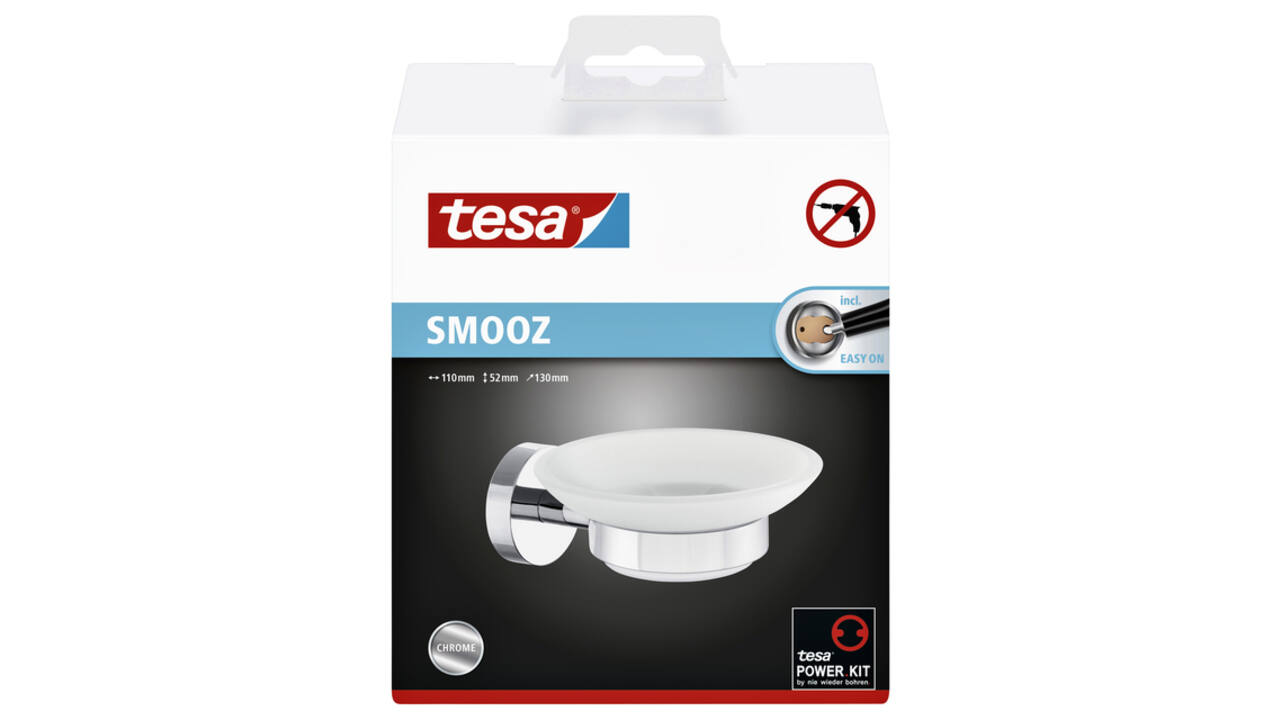 Zeephouder tesa® Smooz hoogglans verchroomd metaal zelfklevend