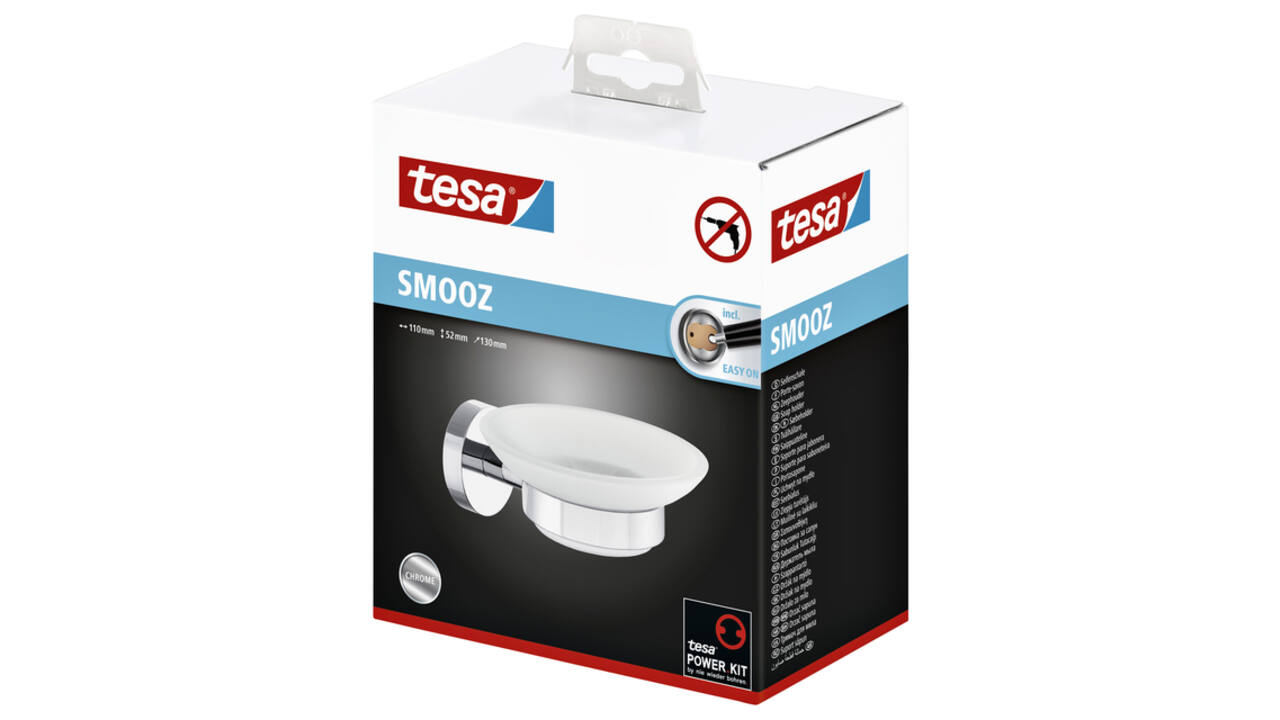 Zeephouder tesa® Smooz hoogglans verchroomd metaal zelfklevend
