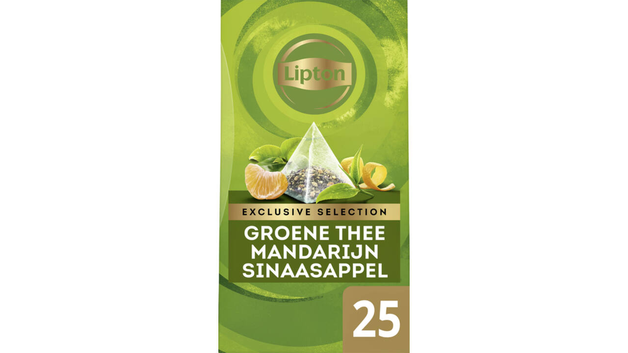 Thee Lipton Exclusive groene thee mandarijn sinaasappel 25 pramidezakjesx2gr