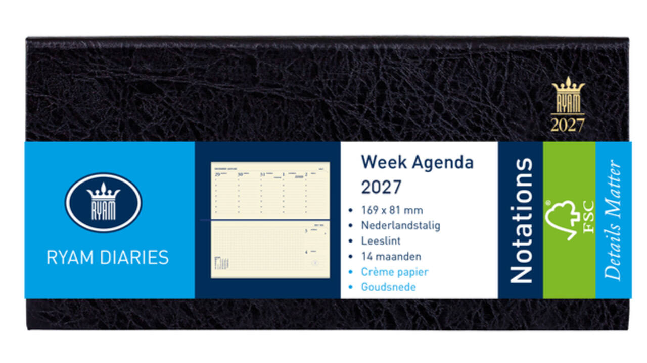Agenda 2027 Ryam Notations Mundior 7dagen/2pagina's landscape zwart