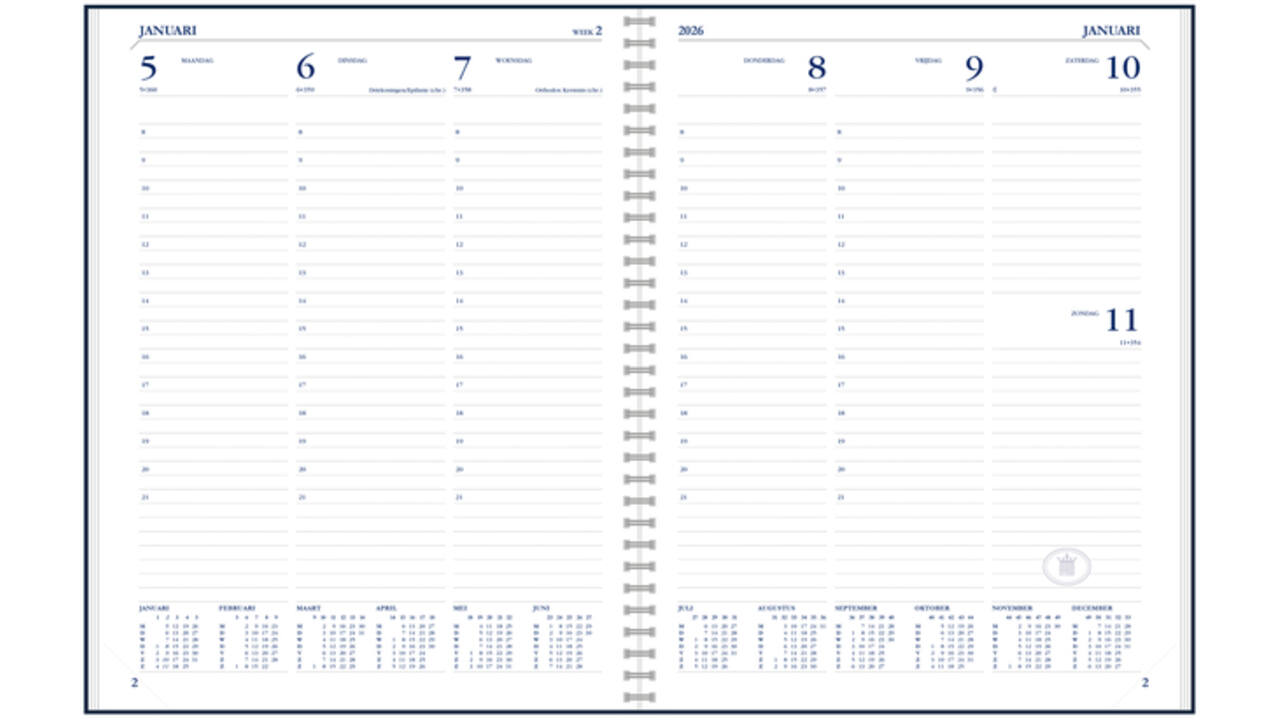 Agenda 2027 Ryam Weekplan Wire-o 7dagen/2pagina's zwart