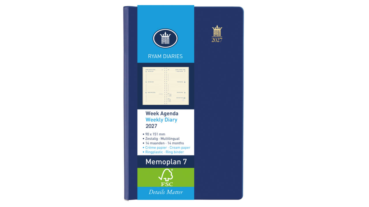 Agenda 2027 Ryam Memoplan 7 Suprema 7dagen/2pagina's ringplastic assorti