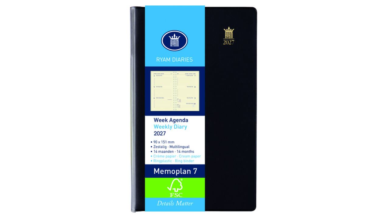 Agenda 2027 Ryam Memoplan 7 Suprema 7dagen/2pagina's ringplastic assorti
