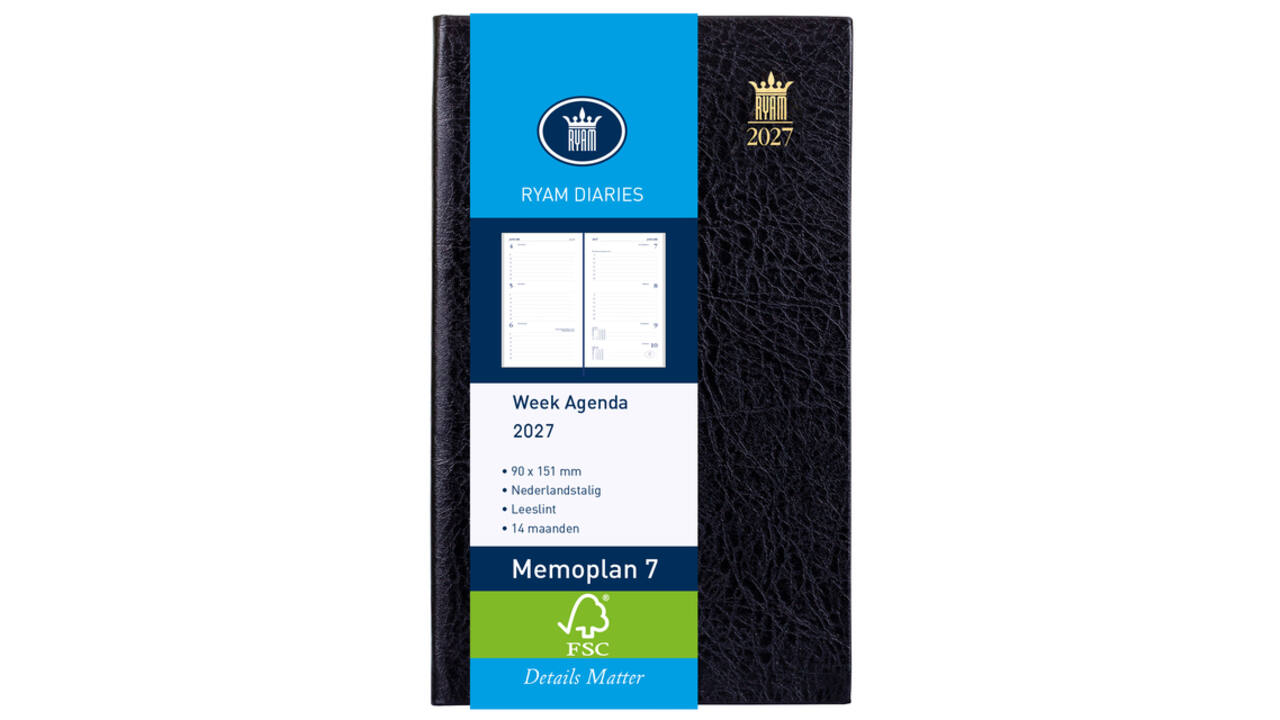 Agenda 2027 Ryam Memoplan 7 Suprema 7dagen/2pagina's zwart