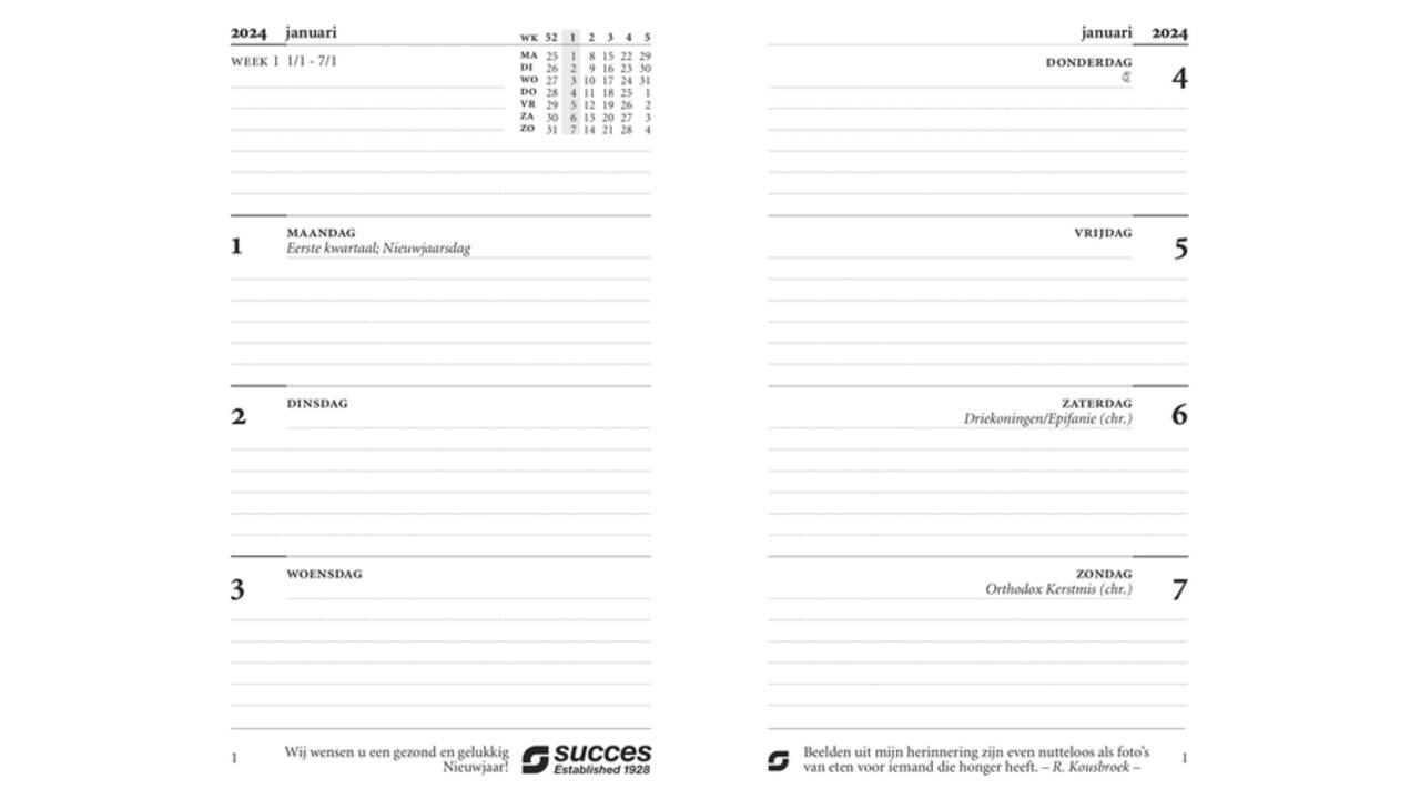 Agendavulling 2027 Succes Senior 7dagen/2pagina's