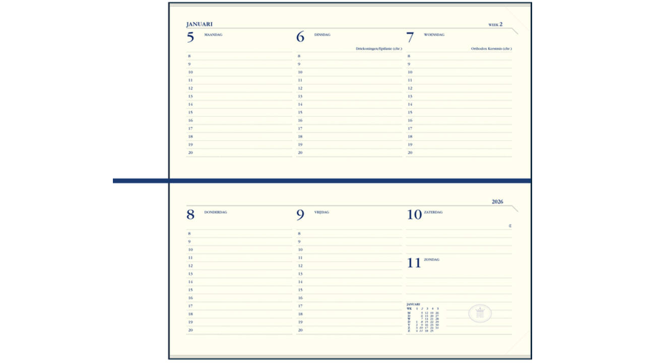 Agenda 2027 Ryam Memoplan 7 Nappa 7dagen/2pagina's landscape assorti