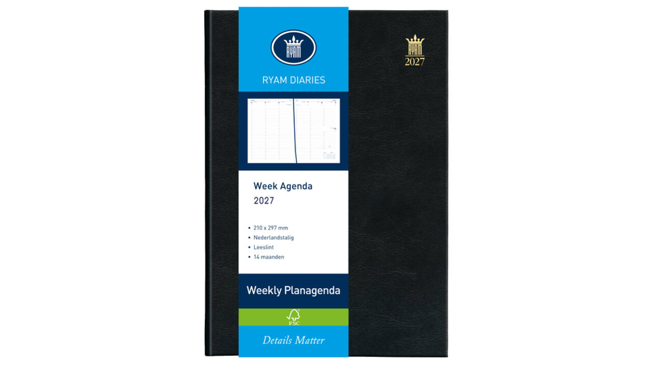 Agenda 2027 Ryam Weekly Mundior 7dagen/2pagina's zwart