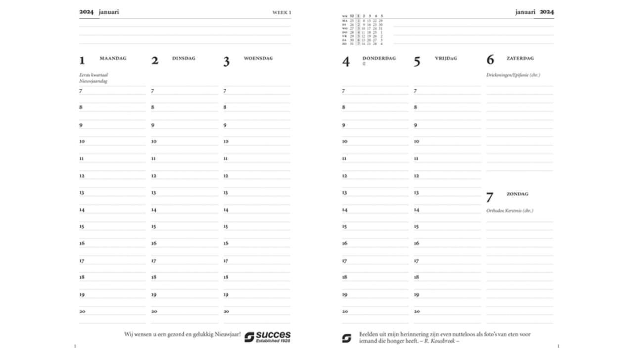 Agendavulling 2027 Succes Executive A5 7dagen/2pagina's