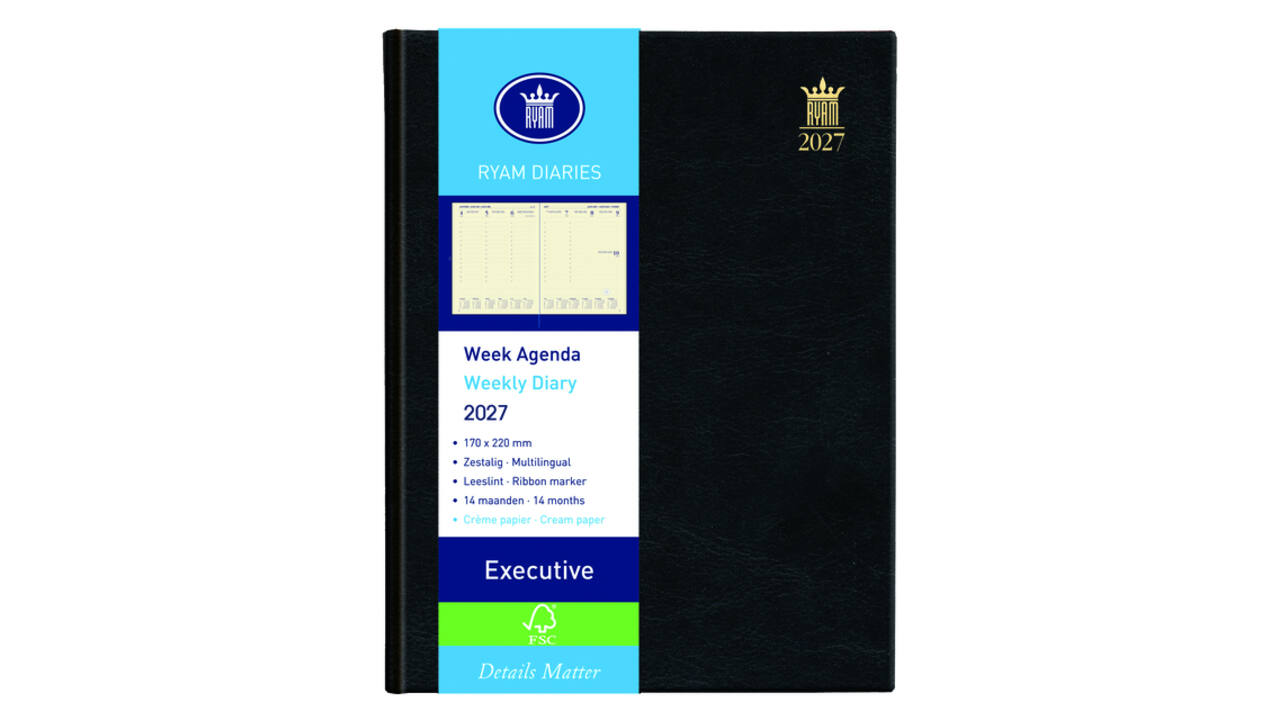 Agenda 2027 Ryam Executive Mundior 7dagen/2pagina's zwart
