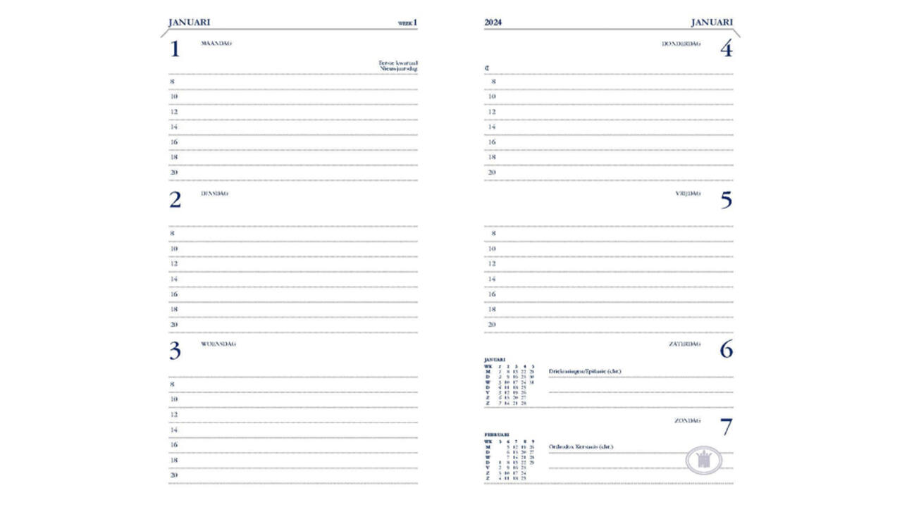Agenda 2027 Ryam Memoplan 7 Mundior 7dagen/2pagina's zwart