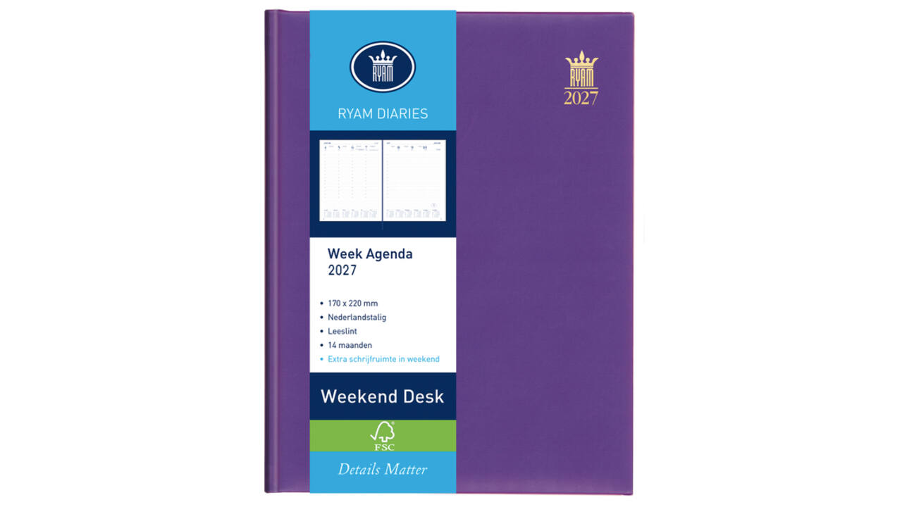 Agenda 2027 Ryam Weekplan Weekend Desk Lazio 7dagen/2pagina's assorti