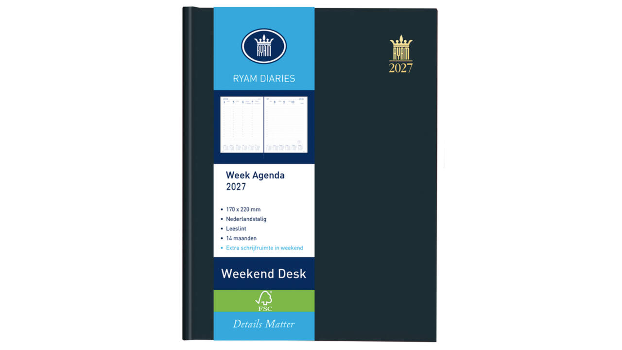Agenda 2027 Ryam Weekplan Weekend Desk Lazio 7dagen/2pagina's assorti