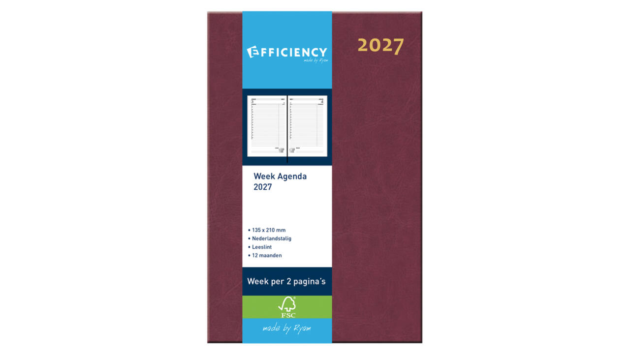 Agenda 2027 Ryam Efficiency Baladek 7dagen/2pagina's bordeaux