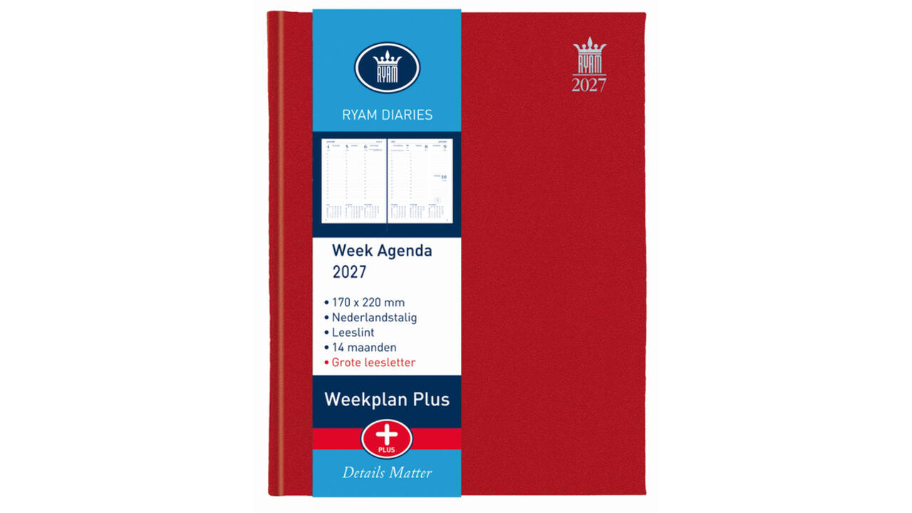 Agenda 2027 Ryam Weekplan Plus Mercury 7dagen/2pagina's rood