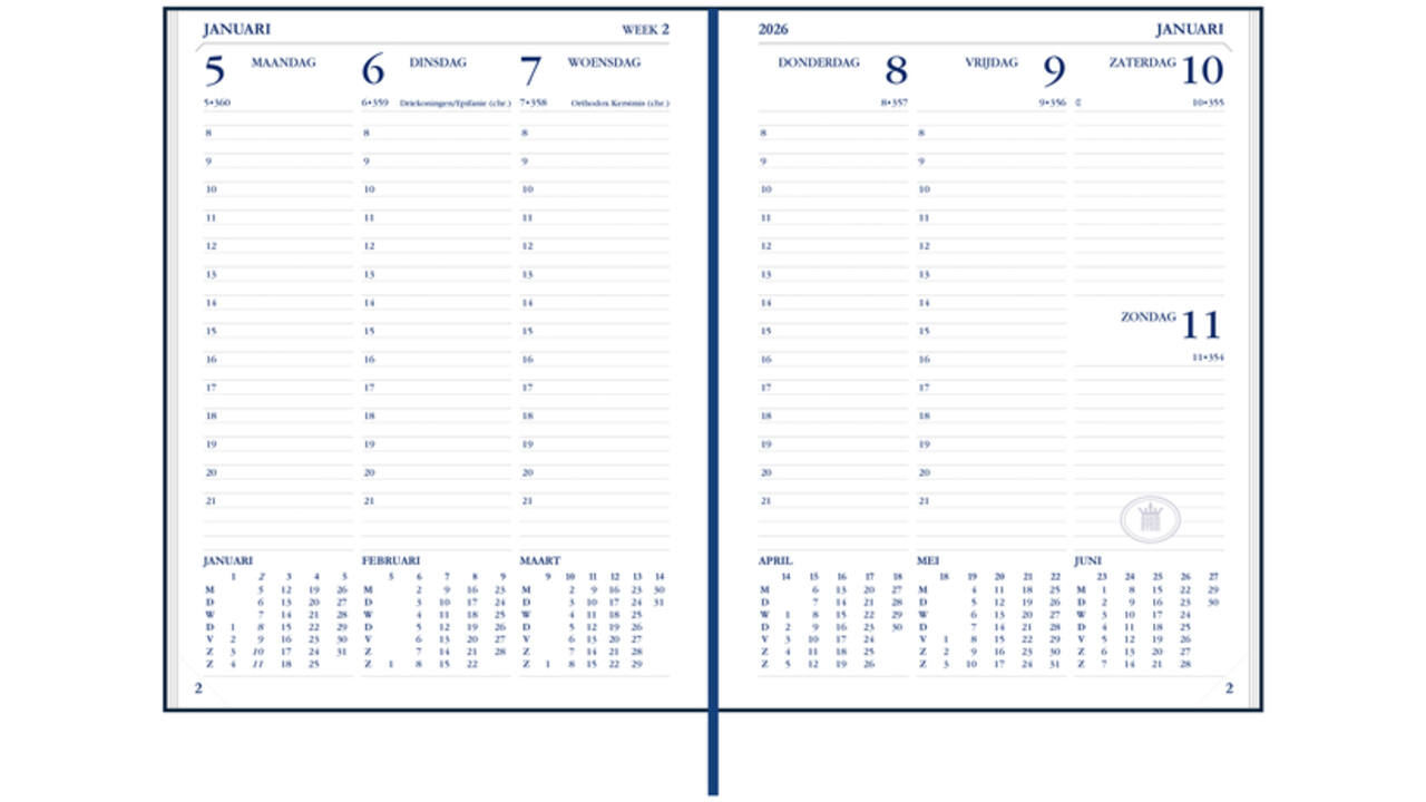 Agenda 2027 Ryam Weekplan Plus Mercury groot letter 7dagen/2pagina's zwart