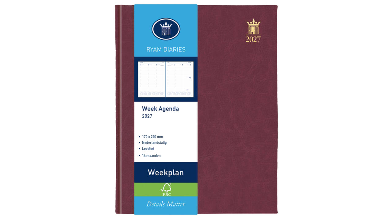 Agenda 2027 Ryam Weekplan Mundior 7dagen/2pagina's bordeaux