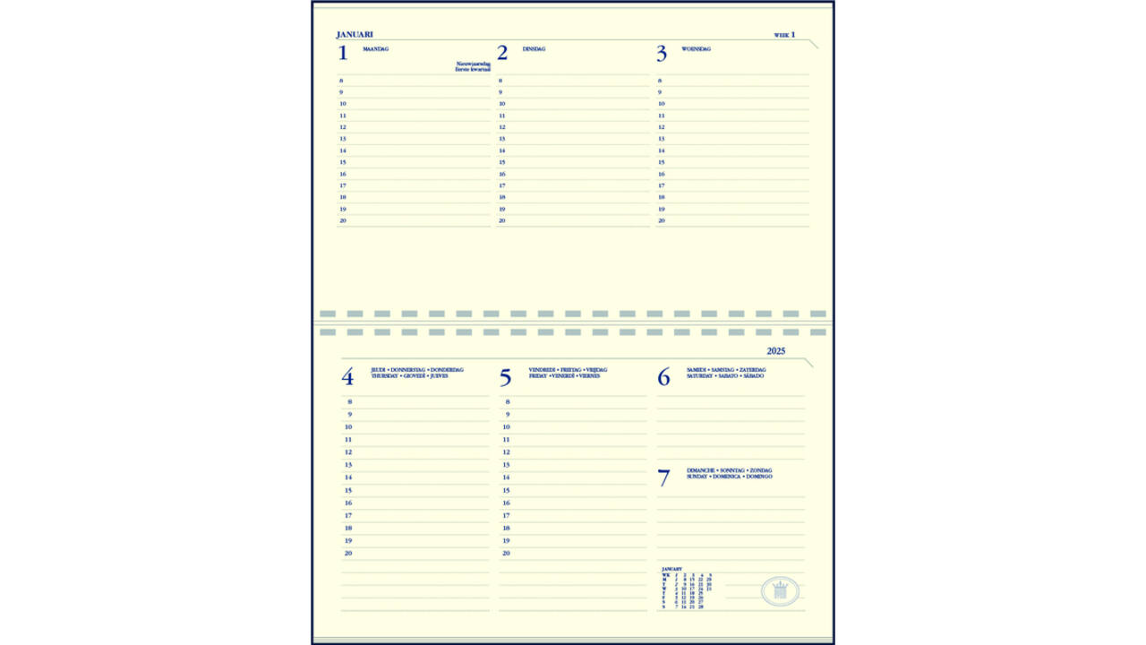 Agenda 2027 Ryam Compact Suprema 7dagen/2pagina's ringplastic zwart
